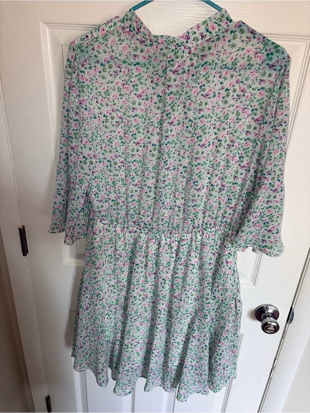 Floral Print Girls' Summer Dress in Mint and Pink